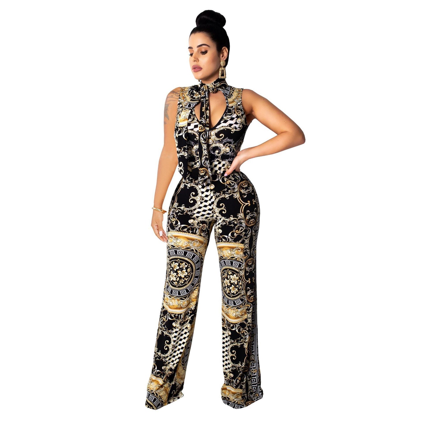 Printed Sleeveless Women's Jumpsuit