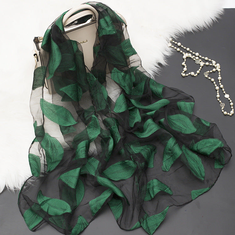 Cut Flowers Hollow Silk Simulation Scarf