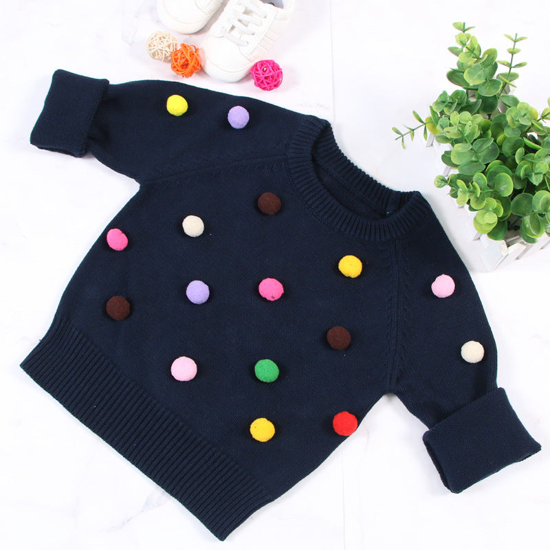 Kids Cardigan Winter Sweater - Balls Design Baby Knitted Cardigans Casual Toddler Boys Sweater Woolen Fleece Girls Sweater