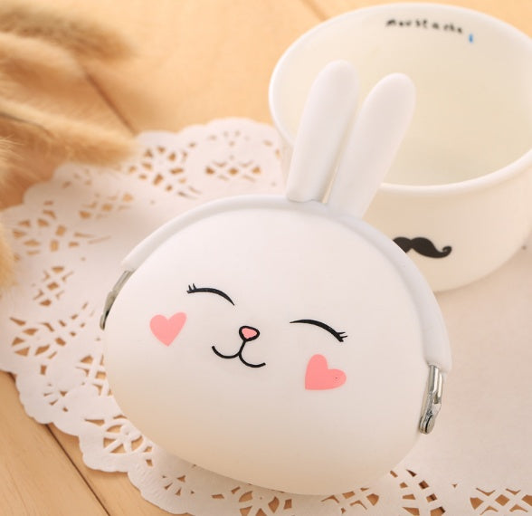 Korean Cartoon Silicone Rabbit Coin Purse – Cute Candy Color Mini Key Bag for Ladies