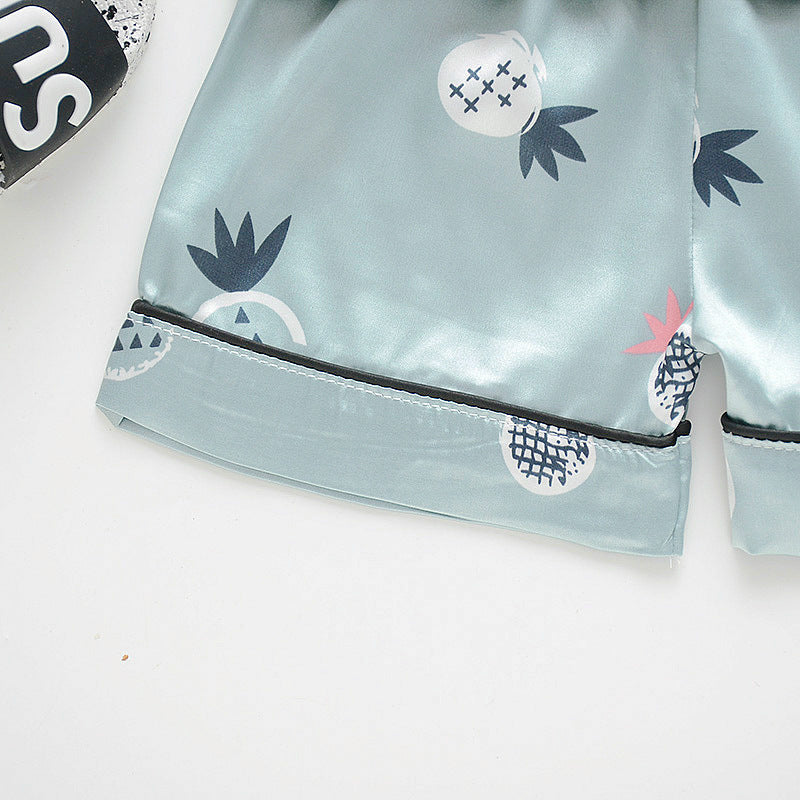 Children's Short Sleeve Ice Silk Summer Pajamas
