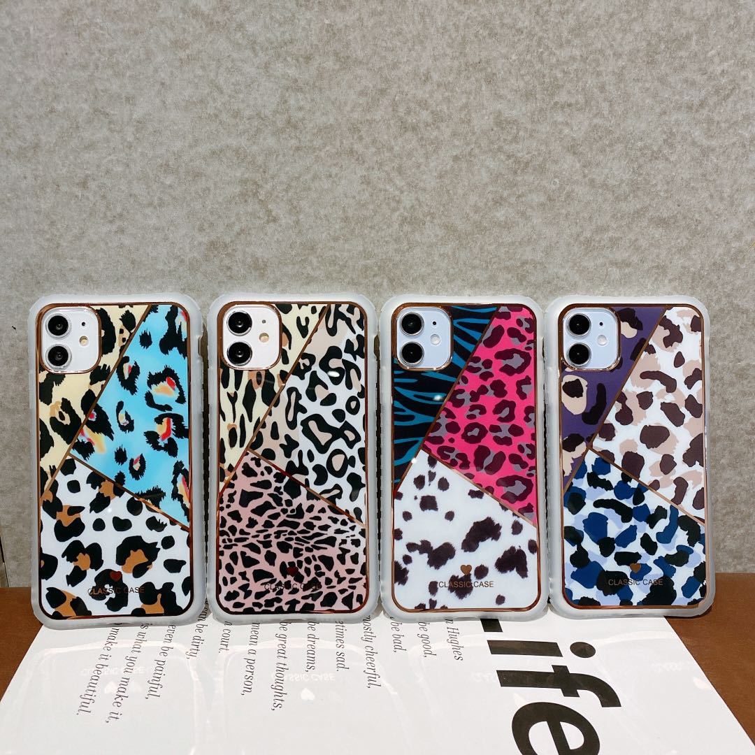 Electroplating Love Leopard Print Protective Cover Phone Case