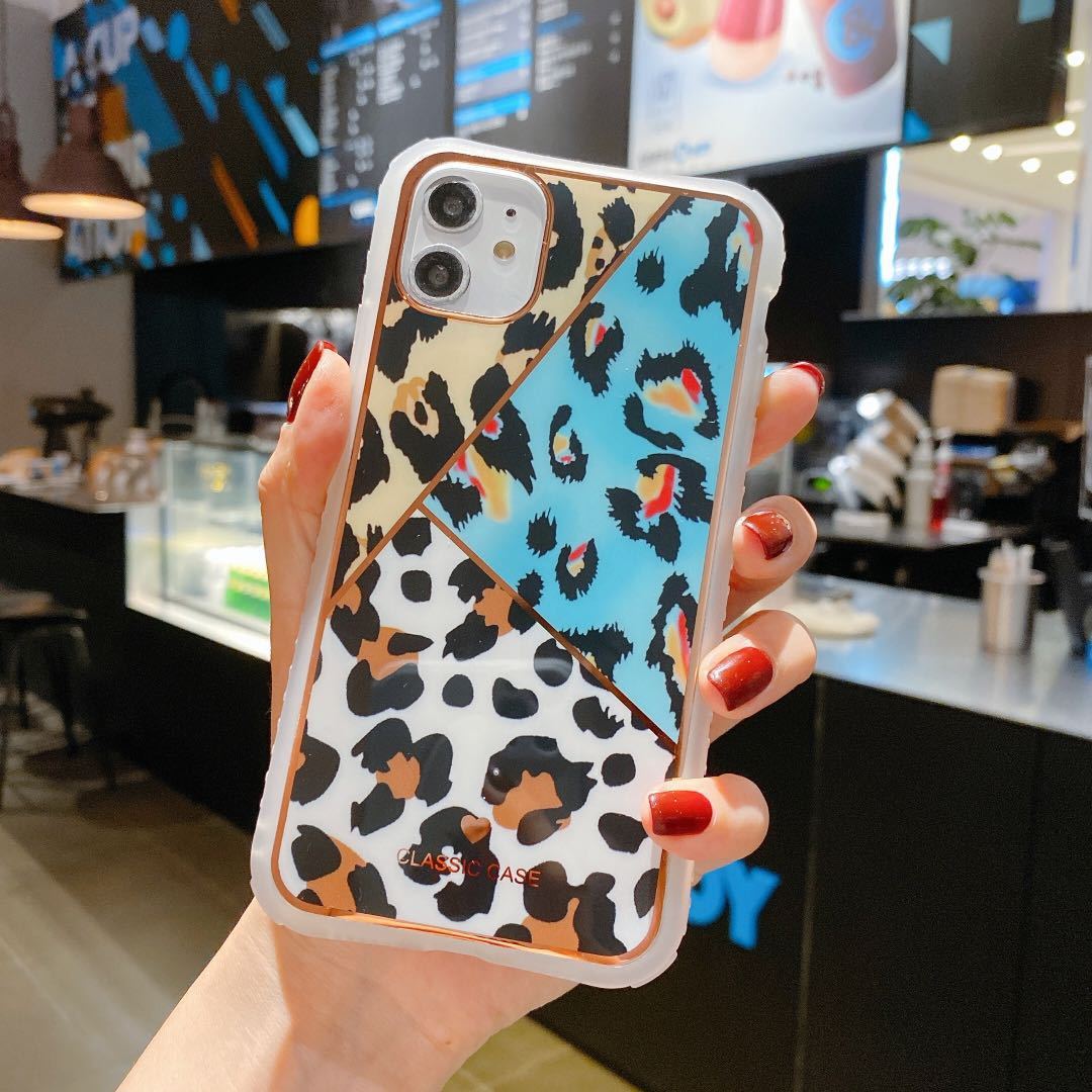 Electroplating Love Leopard Print Protective Cover Phone Case