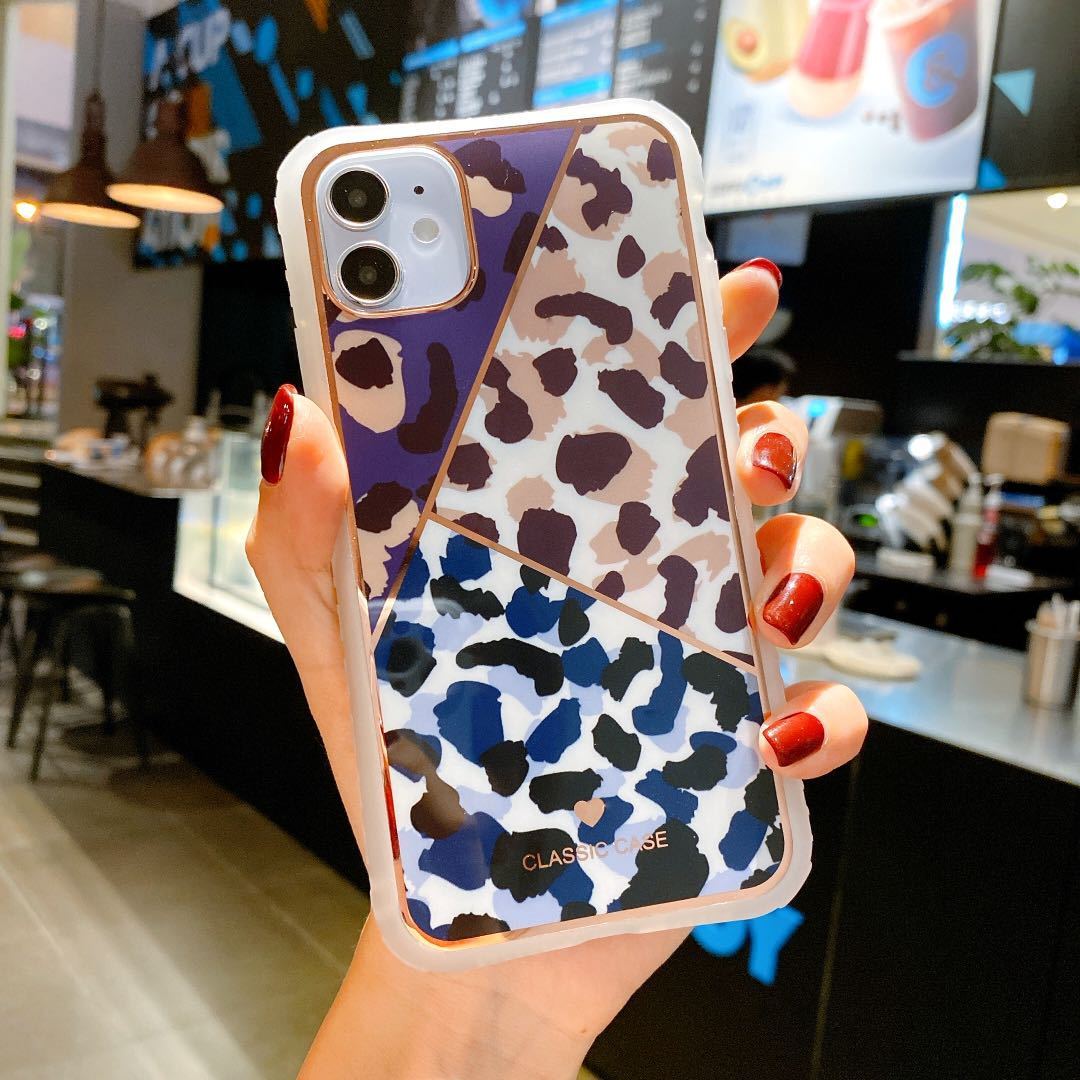 Electroplating Love Leopard Print Protective Cover Phone Case