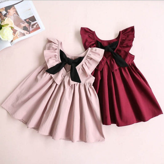 Elegant Baby Girls' Bow Pleated Halter Princess Dress – Adorable Charm for Every Occasion!  New Children's Clothing, Baby Children Girls Dress, Bow Pleated Halter Princess Dress - JumoShop