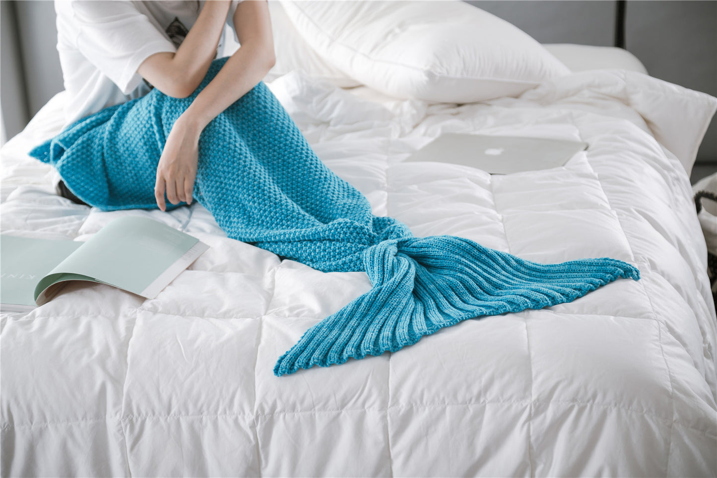 Mermaid Tail Knitted Crochet Blanket for Children - Super Soft Sleeping Blankets