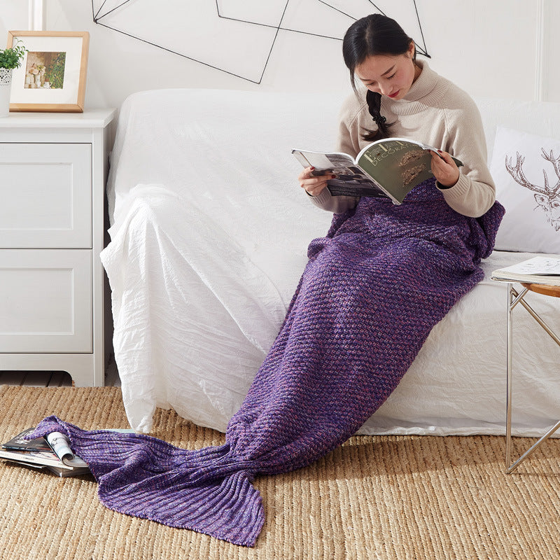 Mermaid Tail Knitted Crochet Blanket for Children - Super Soft Sleeping Blankets