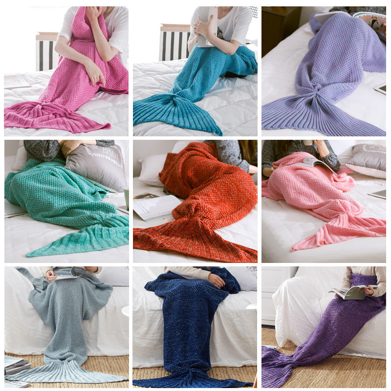 Mermaid Tail Knitted Crochet Blanket for Children - Super Soft Sleeping Blankets