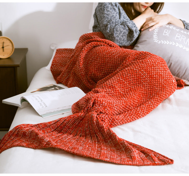 Mermaid Tail Knitted Crochet Blanket for Children - Super Soft Sleeping Blankets