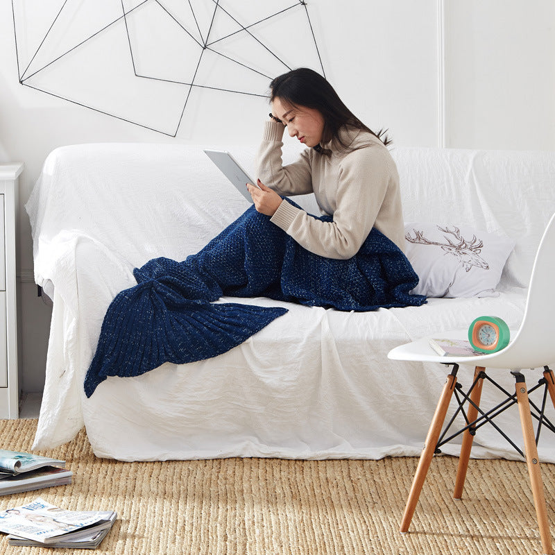 Mermaid Tail Knitted Crochet Blanket for Children - Super Soft Sleeping Blankets