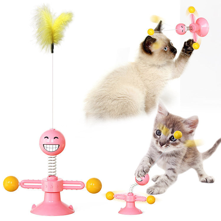 Cat Rotating Windmill Multi-Function Toys - Itch Scratching Device Teeth Shining Toy
