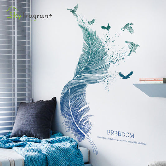 Luxury Feather Bird Wall Sticker – Waterproof PVC Wall Art (Extra Large) - JumoShop