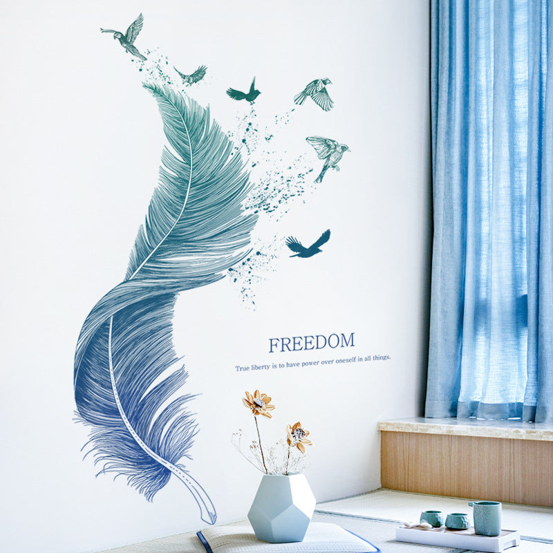 Luxury Feather Bird Wall Sticker – Waterproof PVC Wall Art (Extra Large) - JumoShop