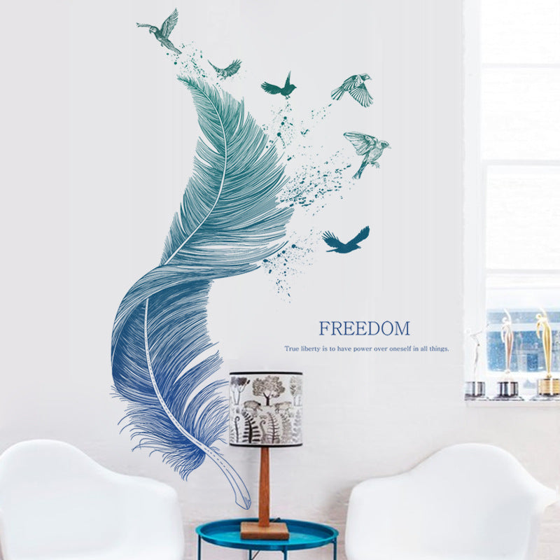 Luxury Feather Bird Wall Sticker – Waterproof PVC Wall Art (Extra Large) - JumoShop