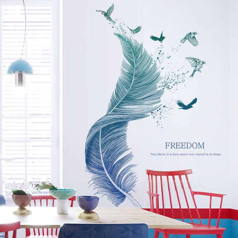 Luxury Feather Bird Wall Sticker – Waterproof PVC Wall Art (Extra Large) - JumoShop