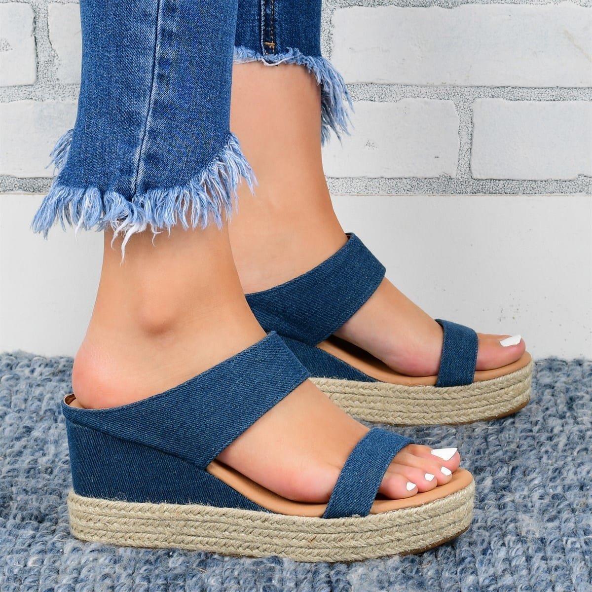 Wedge Heel Slippers - Casual Sandals Hemp High Wedge Heel Shoes