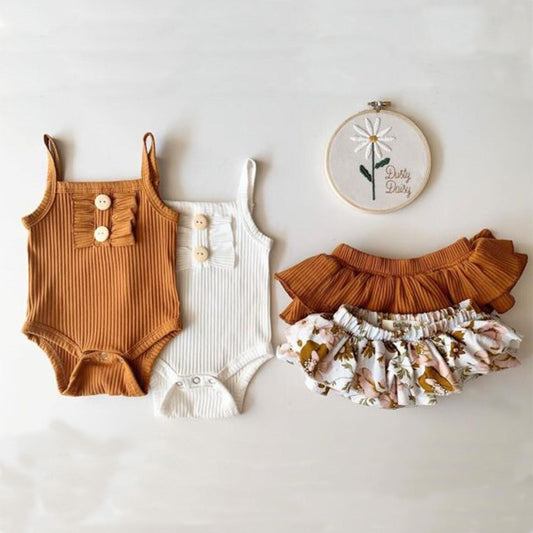 Adorable Baby Girls Summer Romper & Skirt Set – Trendy & Comfortable!  New Baby Clothing Girls Summer Romper Skirt Set - JumoShop