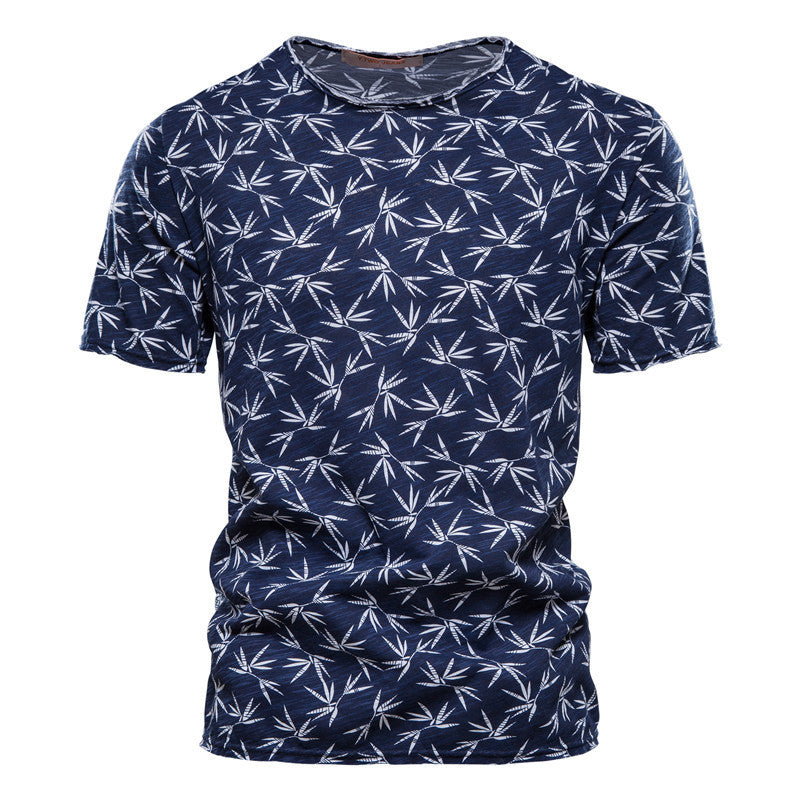 Casual Slim-Fit Stretch T-shirt for Men - Short-Sleeved Printed T-Shirt