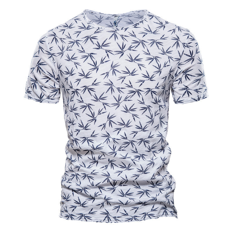 Casual Slim-Fit Stretch T-shirt for Men - Short-Sleeved Printed T-Shirt
