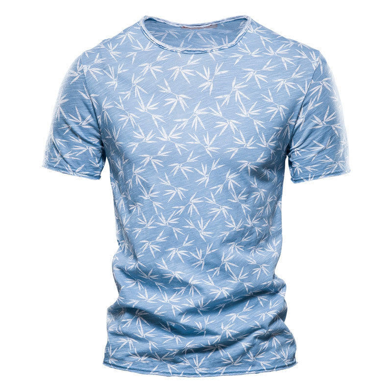 Casual Slim-Fit Stretch T-shirt for Men - Short-Sleeved Printed T-Shirt