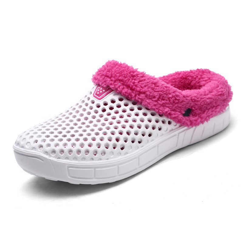 Fuzzy Plush Garden Clogs Mules Slippers -- Home Indoor Couple Slippers