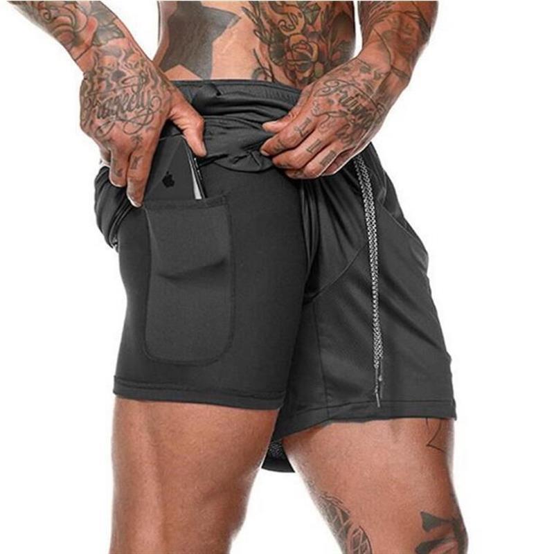 Running Shorts for Men - 2 In 1 Double-deck Quick Dry GYM Fitness Jogging Workout Pants