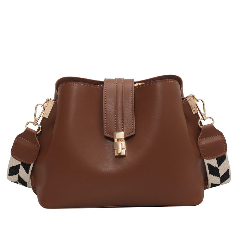 Wide Shoulder Strap Bucket Bag - Single Shoulder Diagonal Bag