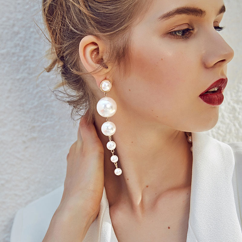 Exaggerated Pearl Flower Earrings – Elegant Statement Jewelry for Women! - JumoShop