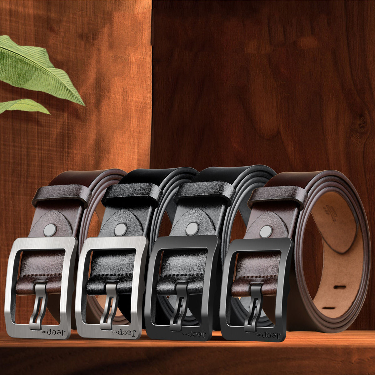 Two Layers Of Cowhide Belt For Men With Needle Buckle