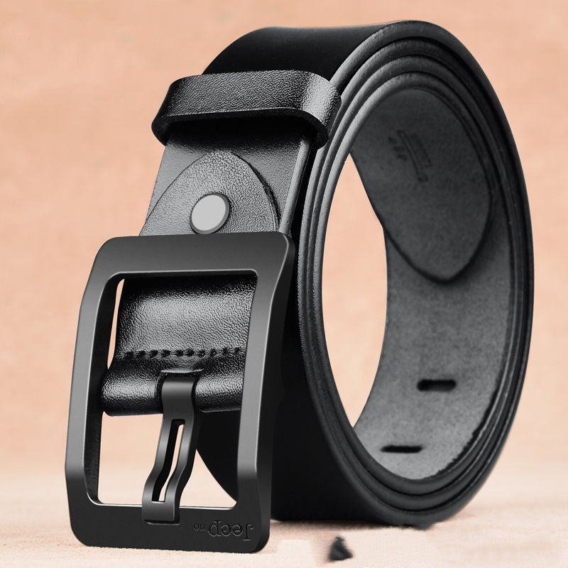 Two Layers Of Cowhide Belt For Men With Needle Buckle