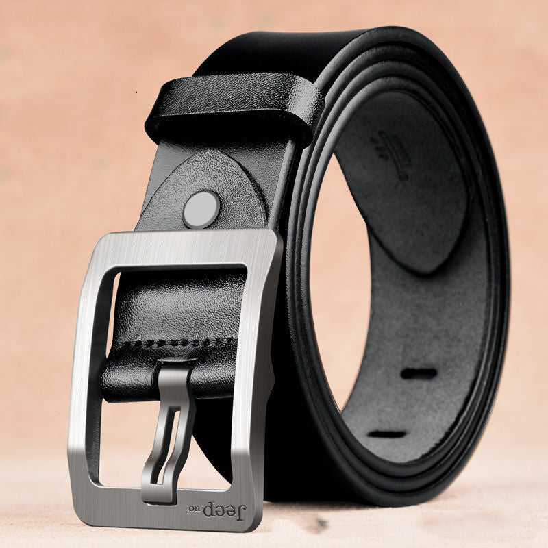 Two Layers Of Cowhide Belt For Men With Needle Buckle