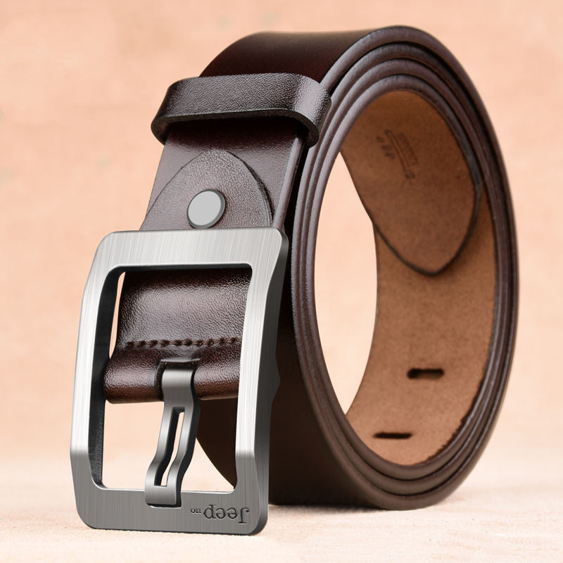 Two Layers Of Cowhide Belt For Men With Needle Buckle