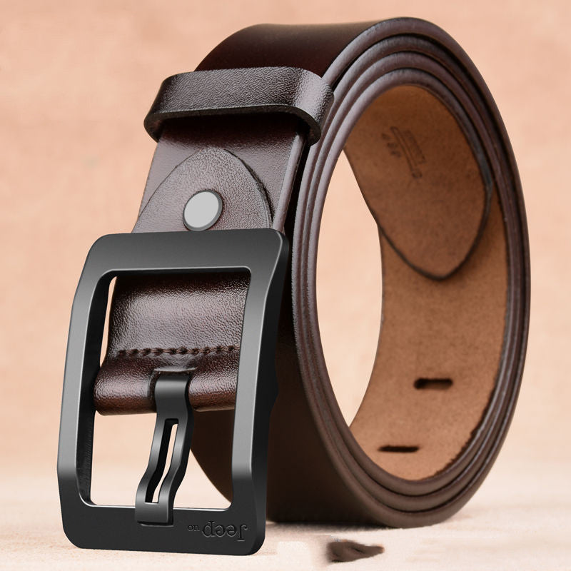 Two Layers Of Cowhide Belt For Men With Needle Buckle