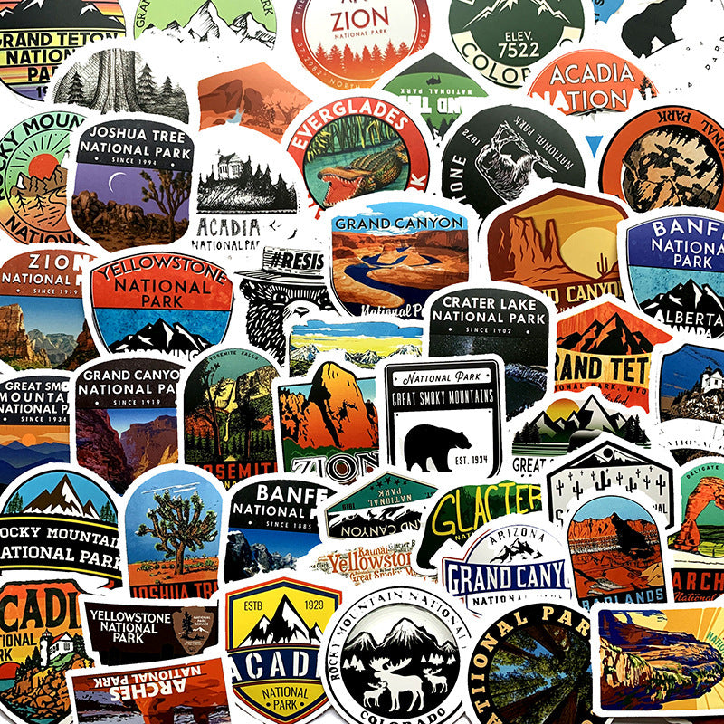 50 National Park Stationery Waterproof PVC Stickers - JumoShop