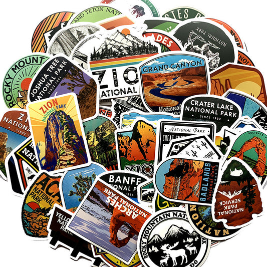 50 National Park Stationery Waterproof PVC Stickers - JumoShop