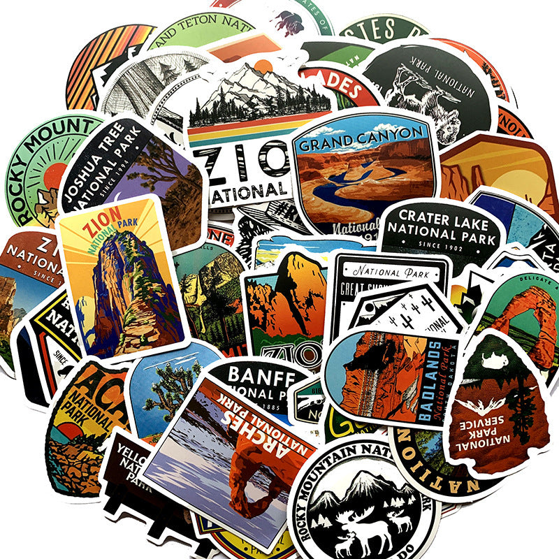 50 National Park Stationery Waterproof PVC Stickers - JumoShop