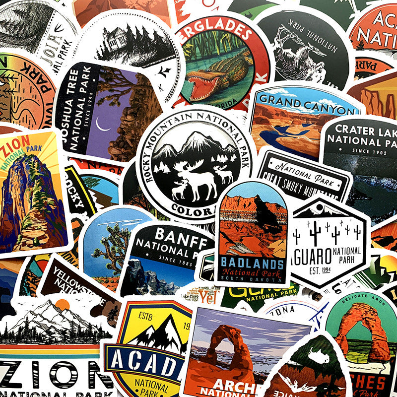 50 National Park Stationery Waterproof PVC Stickers - JumoShop