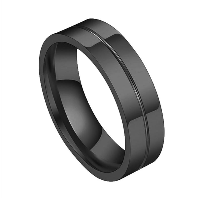Simple Men's Titanium Steel Ring Zircon - Couple Ring