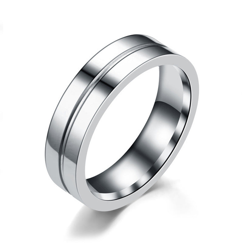 Simple Men's Titanium Steel Ring Zircon - Couple Ring