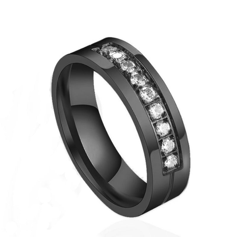Simple Men's Titanium Steel Ring Zircon - Couple Ring