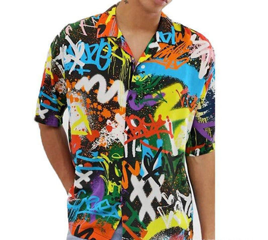 Men's Short Sleeve Printed Shirt for Summer - Hawaiian Beach Men's Shirt