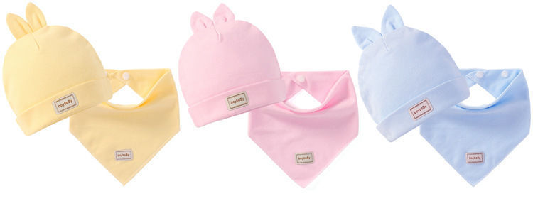 Cute Kids Cap with Bibs - Candy Solid Colors Boys/Girls Baby Beanies, New Born Baby Hat