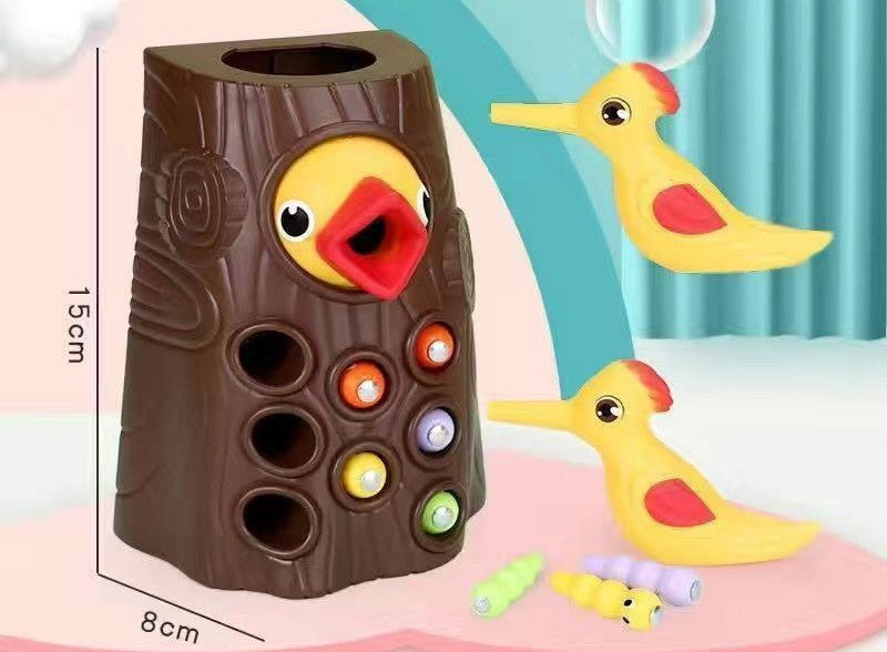 Woodpecker Magnetic Catch The Worm Animal Feeding Toy - Small Birds Children Educate Fishing Toys Kit Kids Gift Set