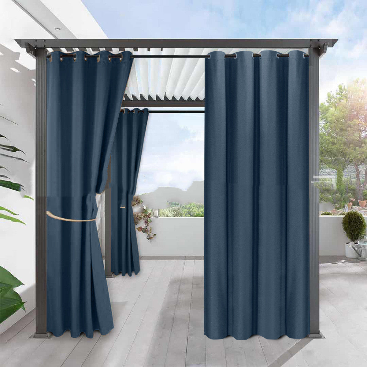 Simple Full Blackout Fine Linen Curtain - Blackout Waterproof Sunscreen Heat Insulation Curtain