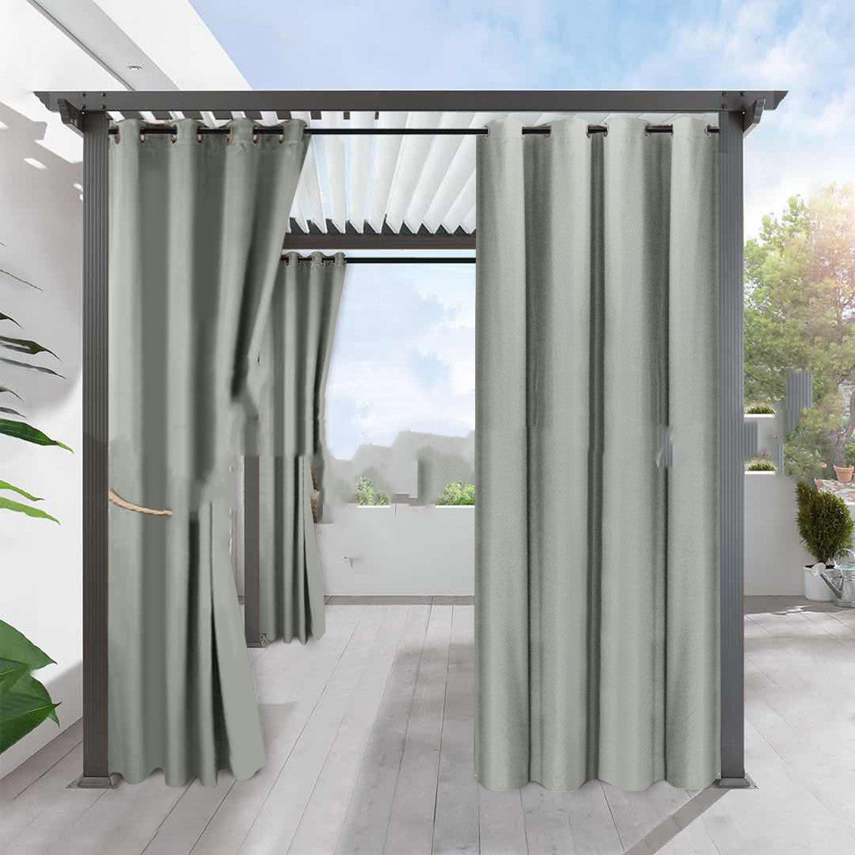 Simple Full Blackout Fine Linen Curtain - Blackout Waterproof Sunscreen Heat Insulation Curtain