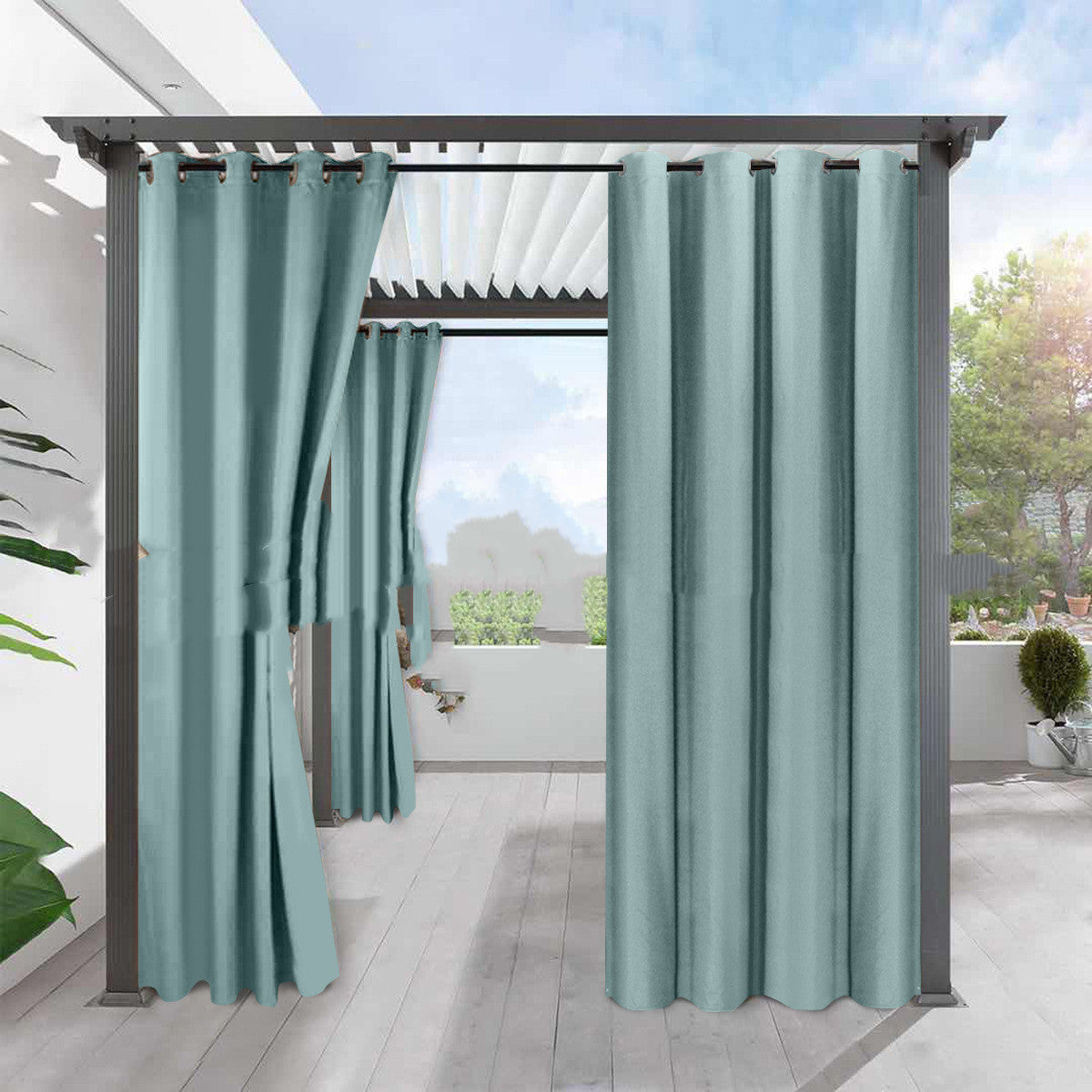 Simple Full Blackout Fine Linen Curtain - Blackout Waterproof Sunscreen Heat Insulation Curtain