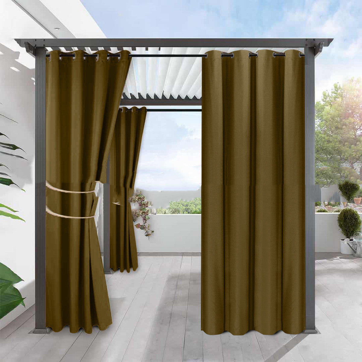 Simple Full Blackout Fine Linen Curtain - Blackout Waterproof Sunscreen Heat Insulation Curtain