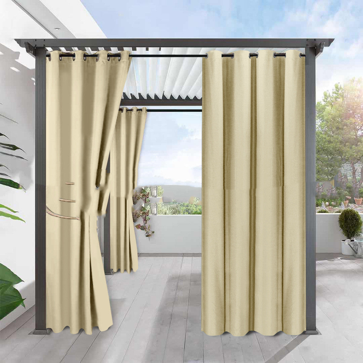 Simple Full Blackout Fine Linen Curtain - Blackout Waterproof Sunscreen Heat Insulation Curtain