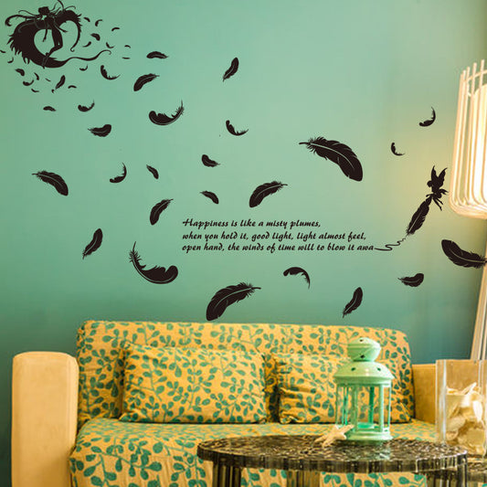Wall Stickers Wallpaper - Wholesale Feather Angel Three Generations Removable Bedroom Living Room Decoration Wall Stickers