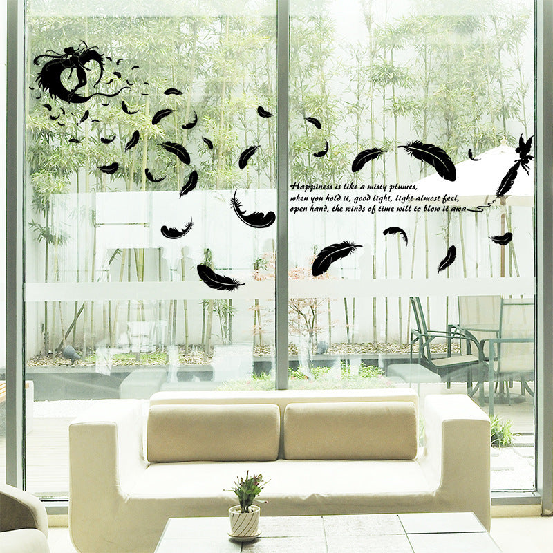 Wall Stickers Wallpaper - Wholesale Feather Angel Three Generations Removable Bedroom Living Room Decoration Wall Stickers